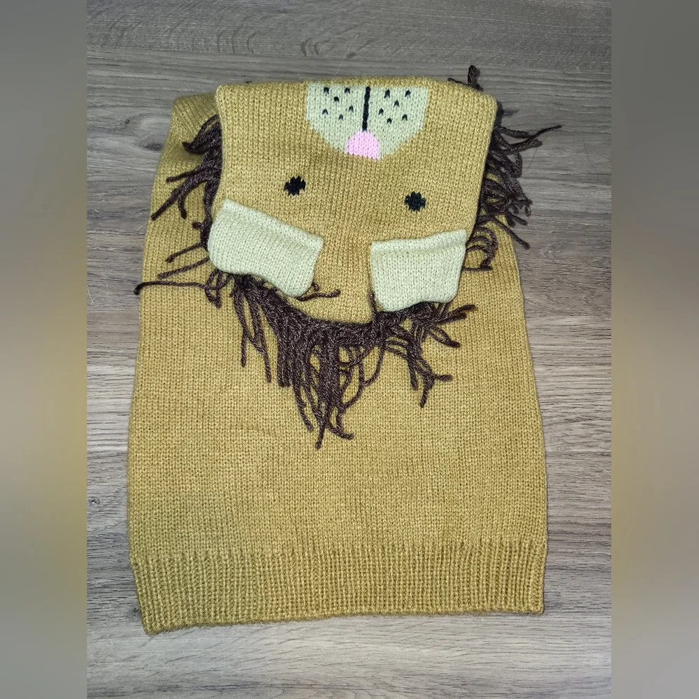 Mustard Lion Knit Dog Sweater Hoodie by